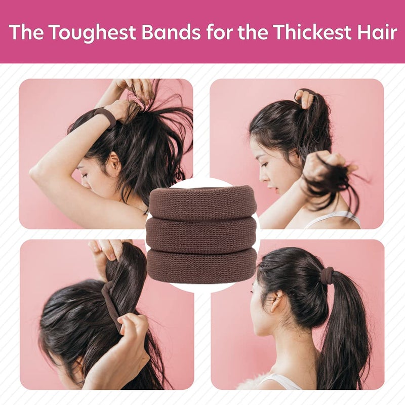 Burlybands Large Hair Ties for Thick, Heavy or Curly Hair - Non-Slip, Non-Damage, Seamless Women's Ponytail Scrunchies - Brown, 8 Pcs - Image 2